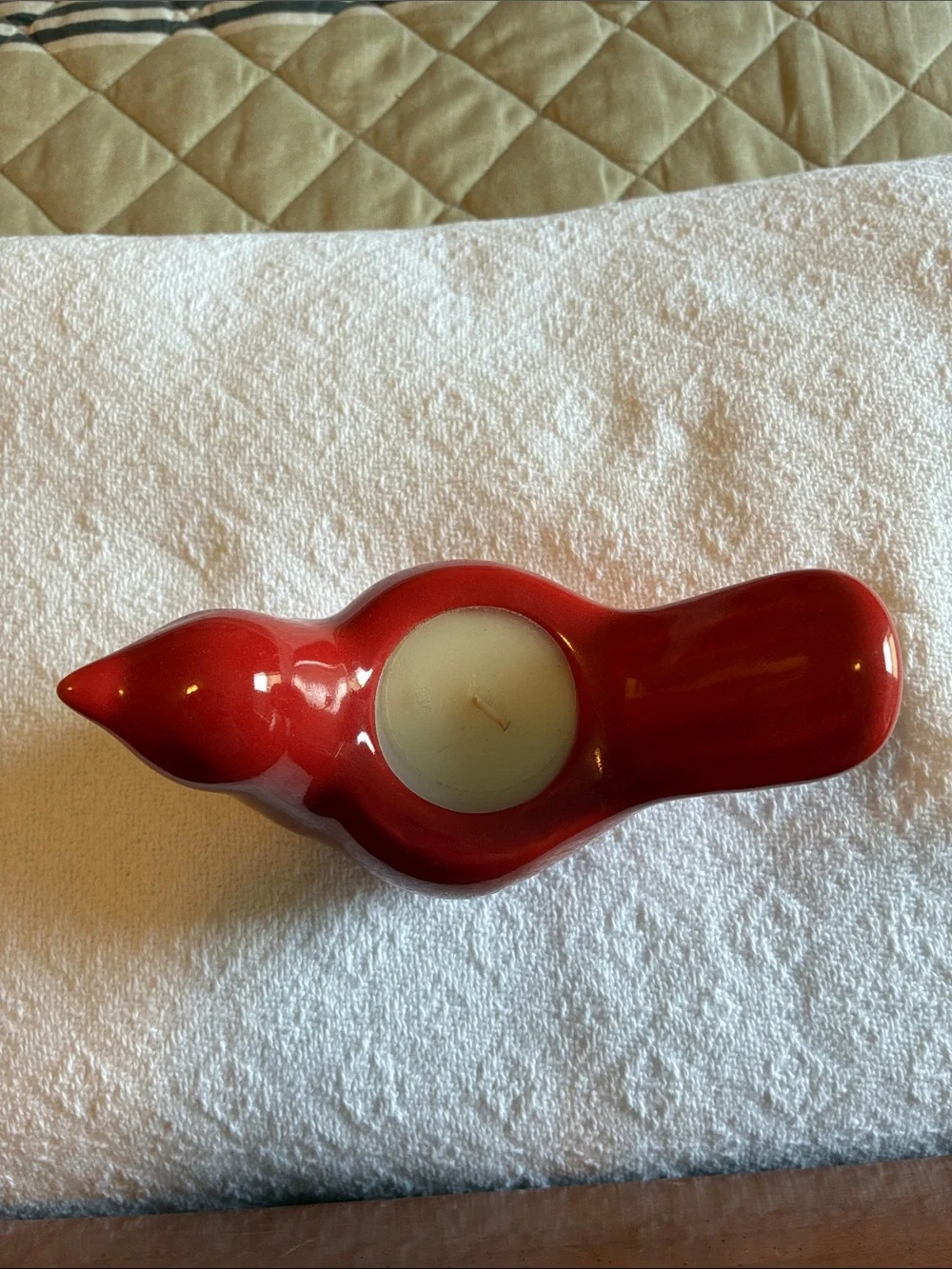 Pier 1 vintage Red Ceramic Bird Tea Light Holder